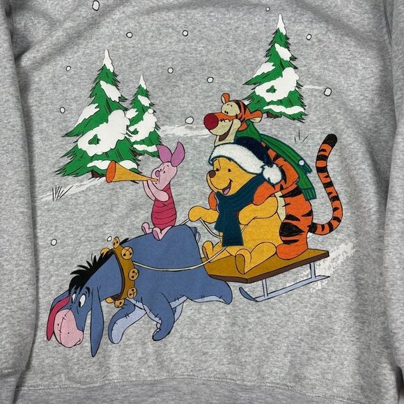 Vintage Disney Winnie the Pooh Winter Sweatshirt XL Graphic Eeyore Piglet Tigger - Picture 2 of 6